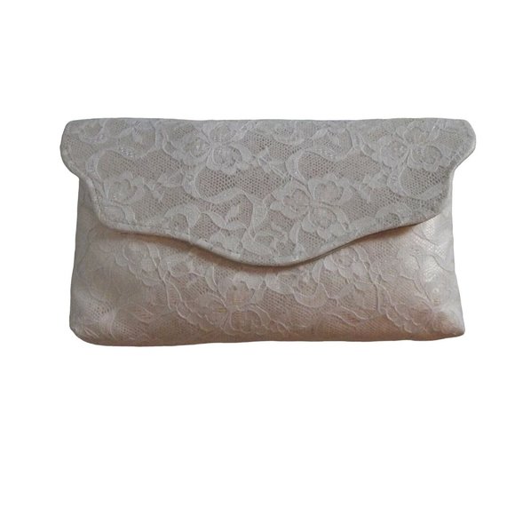 Peacocks Vintage Dyed to Match Peach Lace Chain Purse bag wedding evening clutch - Picture 1 of 6